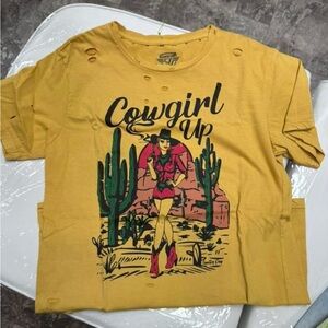 Cowgirl Up Yellow Graphic T-Shirt